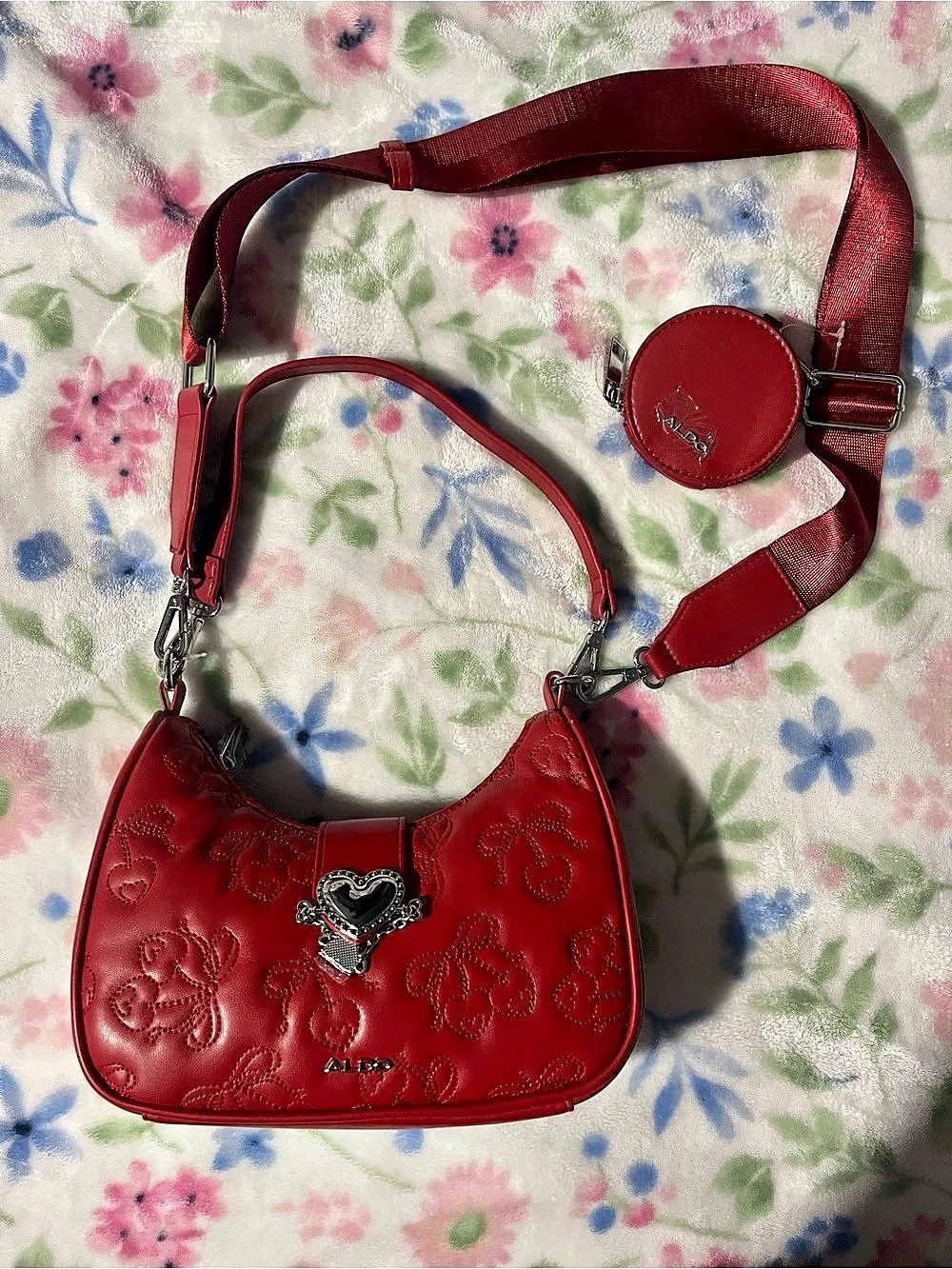 Aldo red bag with cherrie bows